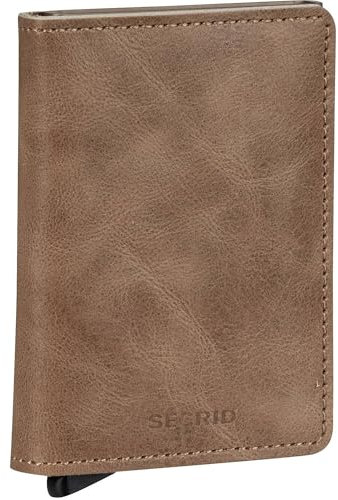 Secrid Slimwallet Vintage SV-Taupe aus Leder, Farbe: Braun, für 4 Karten mit oder 6 Karten ohne Prägung, Maße: 10,2 x 6,8 x 1,6 cm, SV-Taupe
