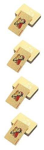 ibasenice 4 Stück 1 Kartenspielen Golddeck Von Pokerchips Aus Kunststoff Kartendeck Chinesisches Poker Rollenspiel Kartenspiel Aus Kunststoff Orakel-kartenspiel PVC Goldmedaille Partybedarf