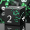 Glitter Green DND Metal Dice, DNDND 7 PCS Flower Metallic DND Dice Set with Grogeous Gift Case for Dungeons and Dragon Tabletop Game (Matte Black with Glitter Green Flower)