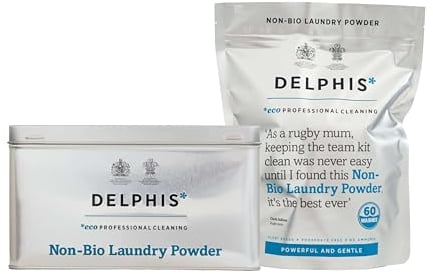 Delphis Eco Non-Bio Washing Powder + Free Collectors Tin | | 60 Washes | Eco-friendly Washing Powder | Sensitive Skin Laundry Detergent
