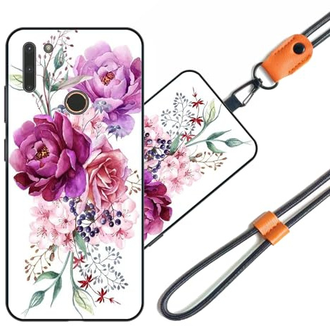 JEZSTHAI Hülle für Gigaset GS4 Handyhülle mit Schlüsselband Leder,Weiche Stoßfeste Silikon Schutzhülle,Muster Design Hülle mit Handykette & Handykordel zum Umhängen,Nr.A02