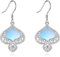 Mondstein Ohrringe für Damen 925 Sterling Silber Filigran Ohrringe Leverback Schmuck Geschenke (T-Filigraner Mondstein)