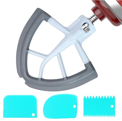 Frusta piatta, in acciaio inox, con bordo flessibile, per 4,5/5 litri, accessorio per miscelatore, accessorio per cucina con bordi flessibili, accessori con raschietti