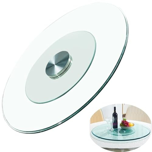 WInara Piatto girevole da cucina in vetro temperato, Lazy Susan Palte rotante per tavolo, vassoio rotante grande in vetro temperato da 60 cm-100 cm, rotazione liscia a 360° (dimensioni: 80 cm)