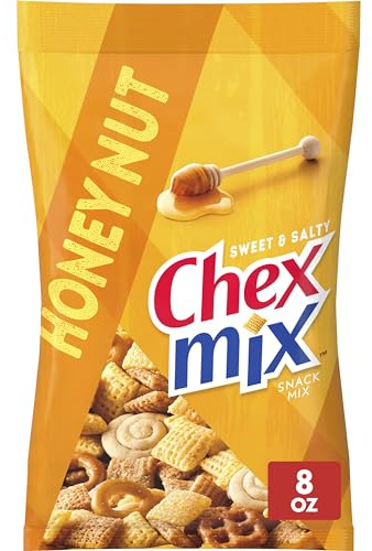 Chex Mix Honey Nut Snack Mix, Sweet & Salty Snack Bag, 8 oz | Corn & Wheat Chex, Pretzels, Vanilla Flavored Breadsticks, Vanilla Flavored Swirl Cookies