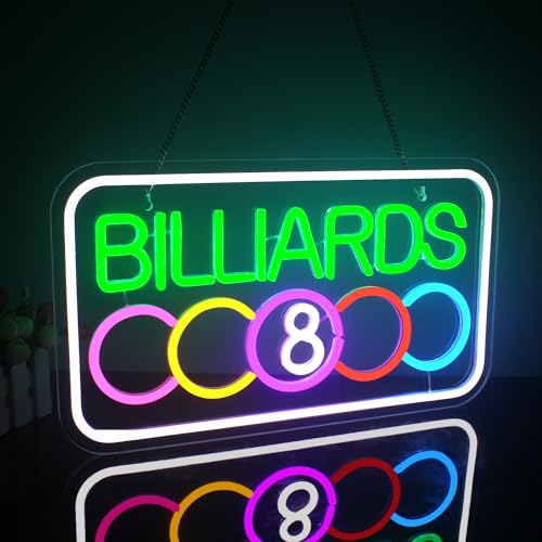 Looklight Billiards Insegna al neon Insegne al neon biliardo per della parete Insegne al neon a LED colorate Luci al neon dimmerabili per la camera da letto della sala da biliardo Regalo per ragazzi