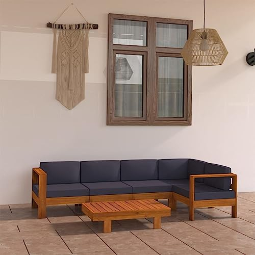 DYRJDJWIDHW europaletten,gartenmöbel Set,palettenkissen,6-TLG. Garten-Lounge-Set mit Dunkelgrauen Auflagen AkazienholzGeeignet für Garten, Swimmingpool, Wohnzimmer, Terrasse