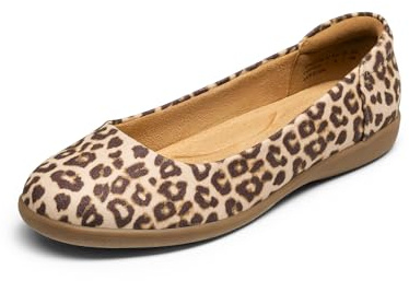 DREAM PAIRS Women’s Comfortable Ballet Shoes with Arch Support, Ladies' Dressy Work Flats, Round Toe Slip on Office Shoes,Size 4,Leopard,SDFA2312W