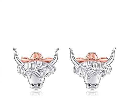 Hochland Rinder Ohrringe 925 Sterling Silber Hochland Rinder Ohrringe Hochland Rinder Schmuck Geschenk für Frauen Mütter Mädchen