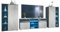 Vladon Wohnwand Davos, Anbauwand bestehend aus 2 Vitrinen und 1 TV-Board, Anthrazit matt/Beton Oxid Optik inkl. LED-Beleuchtung (329 x 134 x 35 cm)