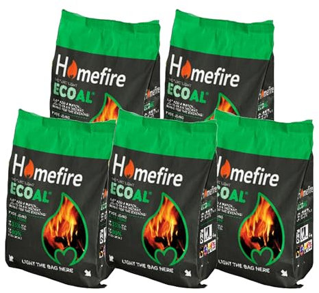 Homefire Instant Light Smokeless Ecoal Bag, Open Fires and Multi-fuel Stoves, 3 kg (Pack of 5)