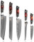Messerhai - Damastmesser Set, echte Damastmesser, 5er Damastmesser Set, nicht lasergeätzt, mit Geschenkbox