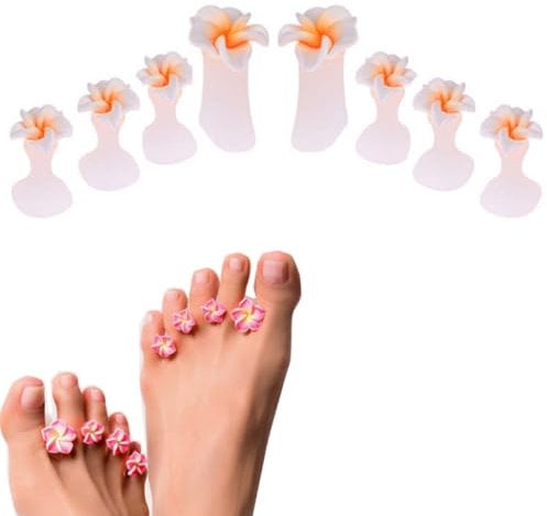 8pcs Silicone Toe Separators for Pedicure, Toe Separator, Silicone Flower Toe Spacer, Manicure Toe Separator Silicone Flower Shape Toe Spacers Dividers for Nail Polish Nail Art DIY (White)