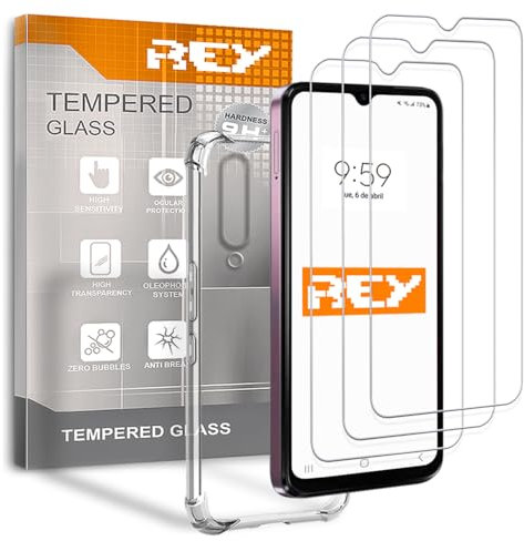 3X Protector de Pantalla y Funda Anti-Shock para XIAOMI MI 9 SE / MI9 SE, Cristal Vidrio Templado y Silicona TPU de Alta Resistencia
