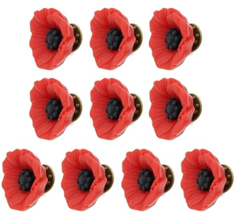10 stücke Mohn Brosche Memorial Day Abzeichen Bekleidung Breastpin Harz Blume Anstecknadel Erinnerung Tag for Zubehör