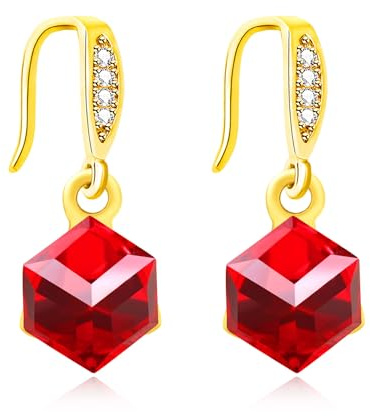 Tobestu Vergoldete Würfel-Ohrringe Damen Funkelnde Zirkonia Haken-Drop-Ohrringe Set Perfekt für Geburtstags- und Weihnachtsfeiern, Alltagsgebrauch YA4664
