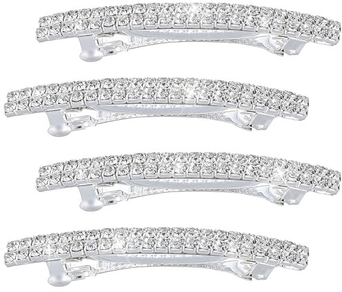 Glitzernde Strass-Haarspangen 4 Stück Diamant Haarspange Silber Glitzer Haarspangen Damen Hochzeit Haarspange Braut Rhinestone Haarspangen Pferdeschwanzhalter Französischer Verschluss für Frauen