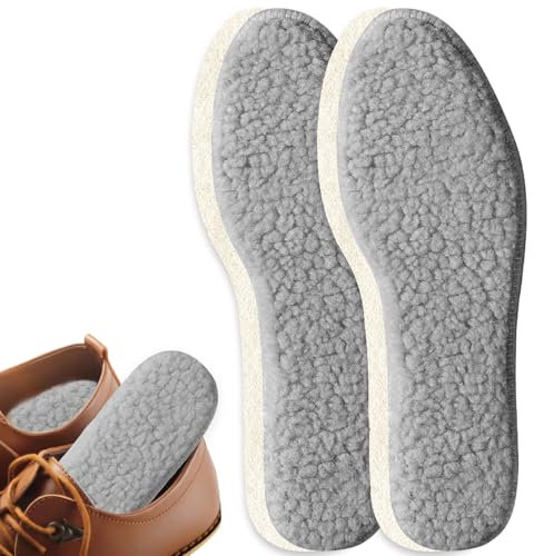 2 Paar Lammwolle Einlegesohlen Warm, Wärmesohlen, Schaffell für Warme Schuhe, Lammwollsohlen, Dicke Einlegesohlen, Schuheinlagen Winter, Besser Als Beheizbare Einlegesohlen (38 EU)