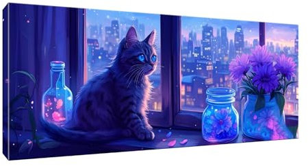 5D Diamond Painting Groß XXL Diamant Painting Bilder Fensterbank cat Diamond Art Erwachsene Full Drill DIY Diamant Kunst Malerei Stickerei Set Kreuzstich Bilder Home Wand Dekor Geschenk 60x150cm G-136