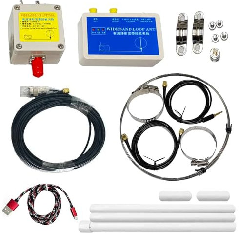 AURSINC K-180WLA Shortwave Radio Active Loop Antenna 100KHz-180MHz Full Band Radio Antenna LW/MW/SW/FM/VHF 20dBi Magnetic Loop Antenna (10 Meters Feeder)