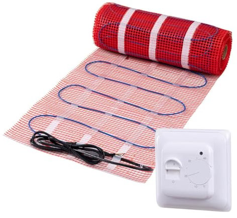 Kit de chauffage au sol électrique complet, 200 watts avec thermostat analogique., 2 m², Blanc