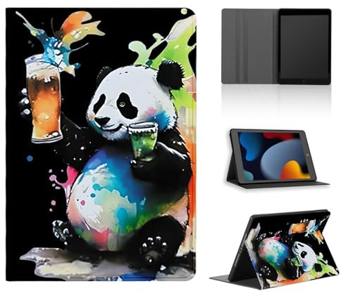 Tablet Coque pour iPad 10,2 2021/2020/2019 iPad 9ème/8ème/7ème Génération, Mignon Cartoon Anime Modèle Housse de Anti-Collision Protection en Cuir PU Flip avec Fonction Support Anti TPU Cover, Panda
