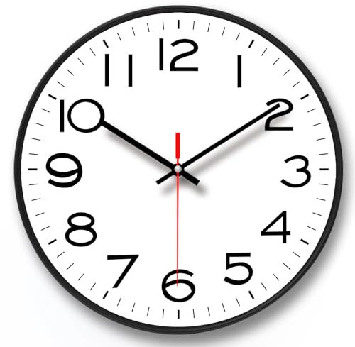 NUOVO Wanduhr Schwarzer Rahmen mit Glasabdeckung Silent Ticking Bewegung Quarz Wanduhr Moderne Quarz Design Dekorative Innenküche 14 Zoll
