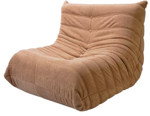 Durrafy Sitzsack Sofa Bodensofa, Bodensofa mit Rückenlehne, Lazy Sofa,Lesesessel Bequem XXL,Bodensessel Bean Bag Chair, Schwammgefülltes Einzelsofa Wohnzimmersofa, Hellbraun