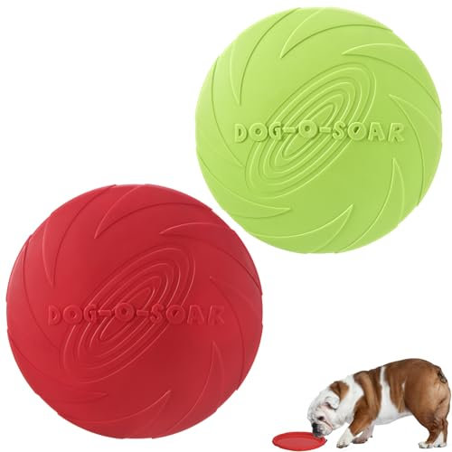 2 Stück HundeFrisbee,Hundefrisbee,FrisbeeHund, Bodentarget Hund,Frisbee,Kong Frisbee,Target Hund,HundefrisbeeAus Natürlichem Kautschuk Für Hundetraining, Werfen, Fangen & Spielen(Grün + Rot)
