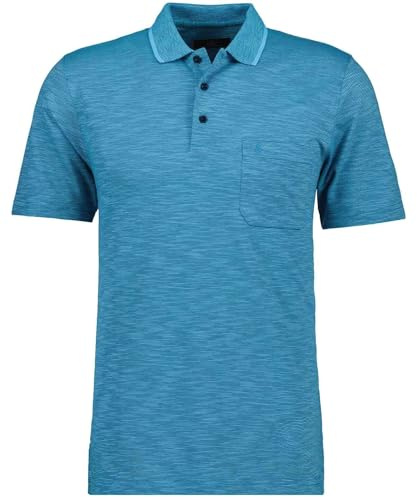 RAGMAN Herren Softknit-Polo gestreift, Flammdesign Wasserblau-732, L