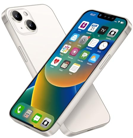 FufoneUS Anzeige gefälschte Spielzeug Telefon Handy Metallic-Modell Nicht funktionierende Replik 1:1 Telefon für Phone 14 gefälschte Spielzeug Handy (weiß)
