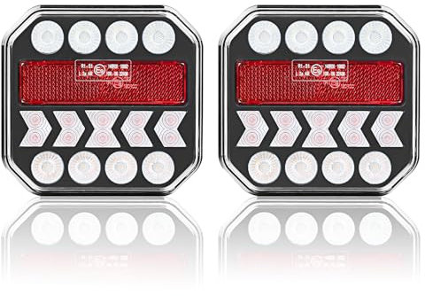 AOHEWEI 12/24V LED Anhänger Rückleuchten, 2 Stück Anhänger LED Rückleuchten mit Wasserdichtung, Brems-, Stand-, Blinker- und Rückfahrscheinwerfer für Wohnwagen, Traktor, LKW, Transporter, E-mark