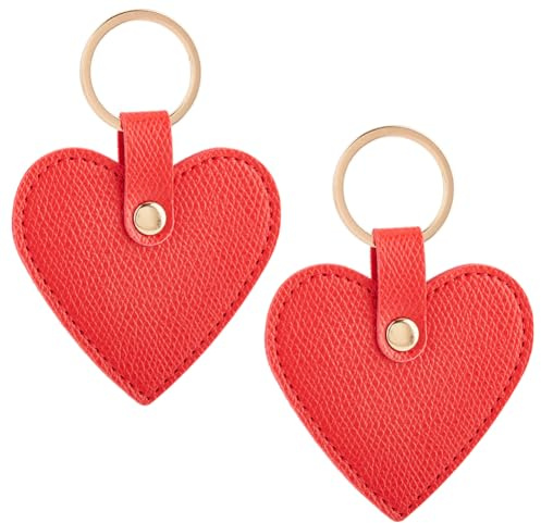 CALFOVERA 2 Porte Clés en Cuir PU en Forme de Cœur pour Femme Accessoire de Voiture Idéal pour la Saint Valentin (Rouge)