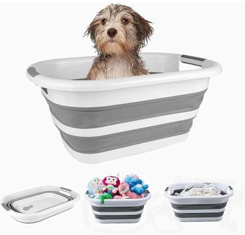 SHJOEE Panier de Rangement Pliable Panier à Linge Pliable de 40L Boîte de Rangement Portable Peu Encombrante Piscine pour Chien Pliable Panier à Linge Pliable en Plastique Panier à Linge Portable