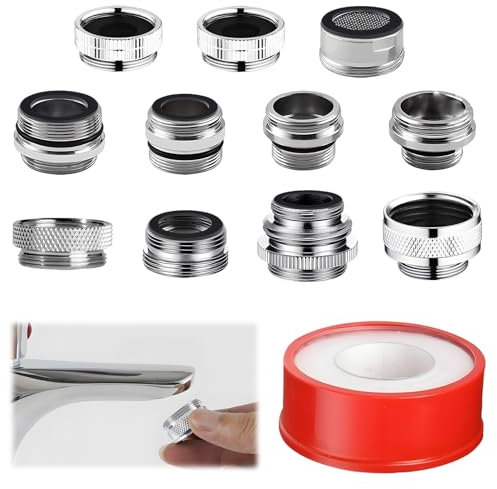 16 Stück Wasserhahnadapter, CNYMANY 27T Adapterset für Küchenbelüfter Männlich Weiblich Waschbecken-Wasserhahn-Adapter Verbinden Gartenschlauch Wasserfilter Standardschlauch über Umsteller