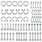 Uwiyo 60 Stück Körperpiercing Kit,16G Edelstahl Lippenpiercing Nasenpiercing Augenbrauenpiercing Zungenpiercing Nippelpiercing Bauchnabelring Ohr Tragus Helix Piercing Schmuck Unisex (Silber-1.2*8mm)