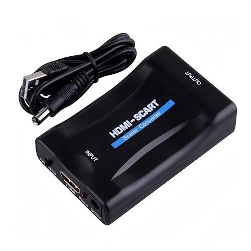 HONGLINSONG Convertitore da HDMI a SCART, 1080P HDMI ingresso a uscita scart adattatore per vecchia TV, DVD, PS3, PS4, Xbox, Sky, Blu-Ray – Convertitore audio digitale a video, cavo scart incluso