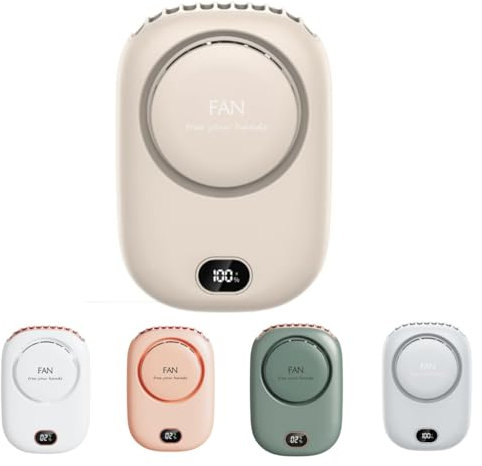 Handheld Mini Fan - Rechargeable Personal Eyelash Clip on Waist Fan USB Rechargeable 3 Speeds Adjustable Quiet for Desk Travel Office Outdoor Sport LED Smart Display (Apricot)
