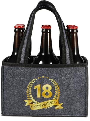 KHstylehoo 18th Birthday Gifts Bottle Carrier for Boys – 6 Bottles | Funny Beer Gift for Men, Personalised Birthdays and Christmas Presents for Men, Reusable Wine, Champagne Bag