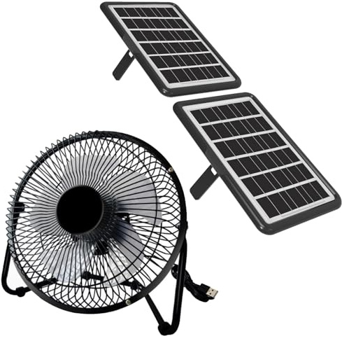 DELUMEE Ventilador solar de 8 pulgadas con paneles solares duales, potente energía solar de 25 W para circulación de aire y refrigeración, sin instalación