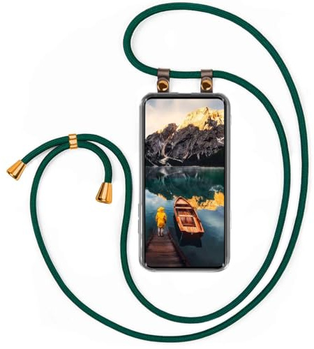 moex Handykette für Redmi Note 15 5G Hülle mit Band abnehmbar, Handyhülle mit Kette zum Umhängen, Handyband 155 cm lang Stoff Kordel Umhängehülle, Handy Umhängeband, Grün