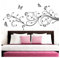 Grandora Wandtattoo XXL Blumenranken Schmetterlinge Blumen I dunkelgrau (BxH) 90 x 39 cm I Schlafzimmer Liebe Flur Wohnzimmer modern Aufkleber Wandaufkleber W1073