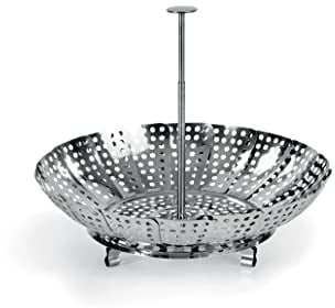 Barazzoni - Cesta para cocinar al Vapor (Mango telescópico, Acero Inoxidable sin níquel, 23 cm)