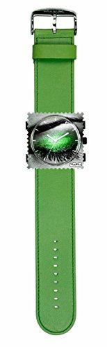 Stamps Damen Uhr komplett - Zifferblatt Soft Dreams auf grünem Lederarmband