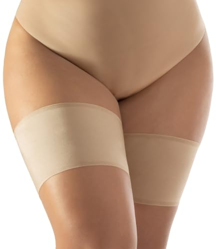 CALZITALY Bandas Antirozaduras Lisas, Previene Rozaduras, Bandas Elásticas Muslos, Curvy, | Negro, Natural | Made in Italy (D: 68-71 cm, Natural)