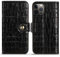 nincyee Genuine Leather Wallet Case for iPhone 12 Pro/iPhone 12,Classic Crocodile Pattern Real Leather Flip Stand Case Cover with Card Slot Black