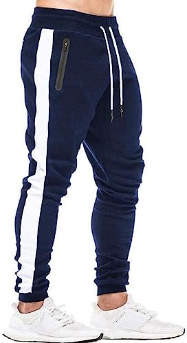 Tansozer Pantalon Jogging Homme Pantalon Survetement Homme Bas de Jogging Homme Coton Sportswear Sport Training Pantalon Sudation Running Jogger Pants Bleu L