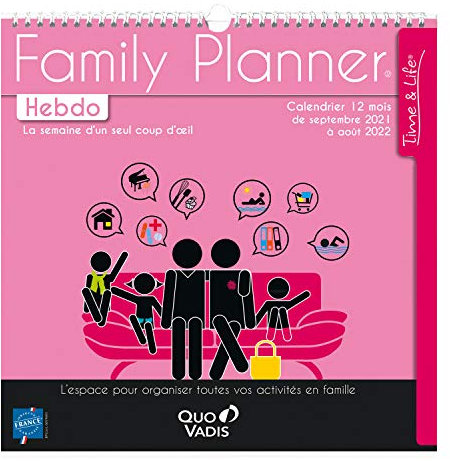 Quo Vadis - Kollektion: Family Planner HEBDO Kalender 12 Monate (September - August) Enthält 26 Blätter beidseitig bedruckt – Format 30 x 30 cm – Jahr 2023-2024