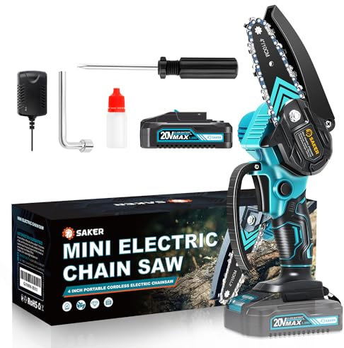 Saker Mini Chainsaw,Portable Electric Chainsaw Cordless,Handheld Chain Saw Pruning Shears Chainsaw for Tree Branches,Courtyard,Household and Garden Stocking Stuffers Gifts for Men Dad Husband Women