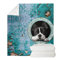 HUGS IDEA Blanket with Boston Terrier, Air Conditioner Blankets Turquoise Patch Dog in the Hole, Settee Chair Cover Weighted Fuzzy Plush Microfiber Blanket Throw-M